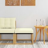 Vanjski otoman Masivno bagremovo drvo, Tekstilen Bijela Cijene