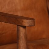  2-dijelni set sofa od prave kože i masivnog drva bagrema smeđi | Eponuda.com