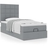 vidaXL Otomanski posteljni okvir z vzmetnico siv 90x200 cm blago | Shoptok.si