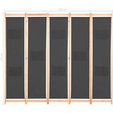 vidaXL Sobna pregrada s 5 panela od tkanine 200 x 170 x 4 cm siva | shoptok.hr
