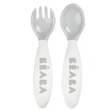 set od 2 ergonomske silikonske žličice 1st stage grey/sage green (8+ m)