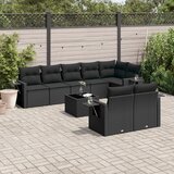 Maison Chic Seti vrtnega pohištva - Vrtna garnitura - Vrtni pohištvo set 9-delna z blazinami črn poli ratan, (21798157) | Shoptok.si