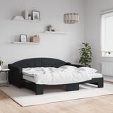  Dnevni krevet na razvlačenje crni 90 x 190 cm od tkanine | shoptok.hr