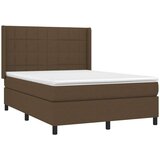  Box spring postelja z vzmetnico LED temno rjava 140x190cm blago, (20899965) | Shoptok.si