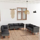 The Living Store Vrtna sedežna garnitura 9-delna z blazinami poli ratan siva - Vrtna Sedežna Garnitura, (21426293) Cene