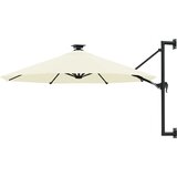 vidaXL Stenski senčnik z LED in kovinskim drogom 300 cm peščen Cene