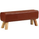 vidaXL telovadna klop 110 cm rjava pravo usnje in trden mangov les | Shoptok.si