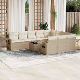 Maison Chic Seti vrtnega pohištva - Vrtna garnitura - Vrtni pohištvo set 11-delna z blazinami bež poli ratan, (21817256) | Shoptok.si