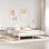 Maison Chic Posteljni okvir - Dvoposteljna postelja - Zakonska postelja s predali 200x200 cm trdna borovina, (21692533) | Shoptok.si