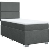 vidaXL Box spring postelja z vzmetnico temno siva 100x200 cm blago | Shoptok.si