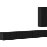 vidaXL Set TV komoda s policom Ostalo s pohranom s vratima 4 pcs Crni hrast 30.5 x 30 x 90 cm | shoptok.hr