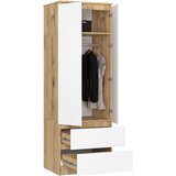 AKORD Star Garderobna Omara, 2 Vrata In 2 Predala, Hrast Artisan/Bela, (5000331620) | Shoptok.si
