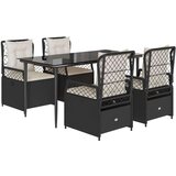  5-dijelni vrtni blagovaonski set s jastucima od poliratana crni | shoptok.hr