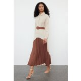 Trendyol Brown Color Block Woven Shirt Dress | shoptok.hr