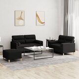  3-dijelni set sofa s jastucima crni od mikrovlakana | shoptok.hr