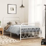 Maison Chic Kovinski Posteljni okvir - Enojna postelja - Postelja za odrasle z vzglavjem in vznožjem bel 107x203 cm, (21695811) | Shoptok.si