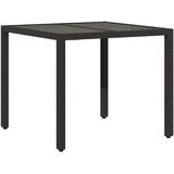  Vrtni stol sa staklenom pločom crni 90x90x75 cm od poliratana | Eponuda.ba