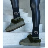 Gemre Green platform slippers with fur Frank | Shoptok.si