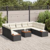 vidaXL Set od 6 komada vrtnog kauča s jastučićima Crni Poli Ratan Akacija | shoptok.hr