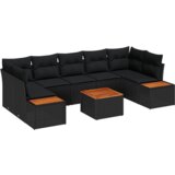 vidaXL set od 8 komada vrtnih kauča s jastučićima crni poli ratan akacija | shoptok.hr