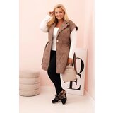 Kesi Włoski Women's Plus Size quilted vest with belt and collar fango | shoptok.hr