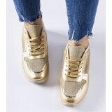 Gemre Beige and gold sneakers with decorative stitching Facondo | Shoptok.si