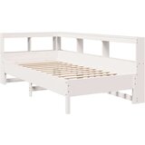  Knjižna postelja brez ležišča bela 90x200 cm trdna borovina | Shoptok.si