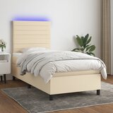 The Living Store Box spring postelja z vzmetnico LED krem 100x200 cm blago - Box Spring Postelja, (21520366) | Shoptok.si