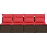  Vrtna sofa s jastucima za 4 osobe, smeđa, poliratan | shoptok.hr