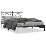  Metalni okvir za krevet s uzglavljem crni 140x190 cm | shoptok.hr