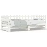  Izvlečna dnevna postelja bela 2x(90x200) cm trdna bor