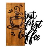 WALLXPERT dekorativni drveni zidni pribor coffee first | ePonuda.com