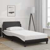 Maison Chic Posteljni okvir - Enojna postelja - Postelja za odrasle z vzglavjem črn in bel 100x200 cm umetno usnje-J9492, (21769694) | Shoptok.si