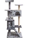 vidaXL Mačje drevo s praskalniki iz sisala 125 cm s tačkami sive barve | Shoptok.si