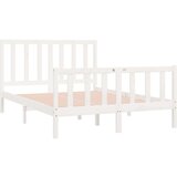  Posteljni okvir bel iz trdnega lesa 140x190 cm, (20644506) | Shoptok.si