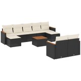  10-dijelni set vrtnih sofa s jastucima crni od poliratana | shoptok.hr