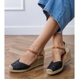 Gemre Black glitter wedge sandals Saluni | ePonuda.com
