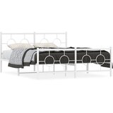  Metalni okvir kreveta uzglavlje i podnožje bijeli 150 x 200 cm | shoptok.hr
