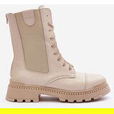 Boto Leather Women's Lace-Up Ankle Boots Beige Nicole 2836 | Shoptok.si