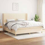  Box spring postelja z vzmetnico krem 200x200 cm blago, (20894438) | Shoptok.si