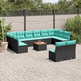  13-dijelni set vrtnih sofa s jastucima poliratan crni | shoptok.hr