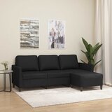  Trosjed s tabureom crni 180 cm od umjetne kože | shoptok.hr