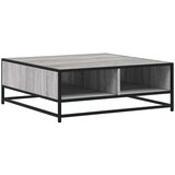 vidaXL Klubska mizica siva sonoma 80x80x30 cm inženirski les in kovina | Shoptok.si