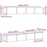  Set TV ormarića od 4 dijela za zidnu ugradnju crni hrast MDF | shoptok.hr