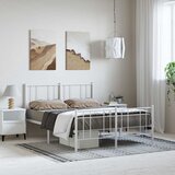  Metalni okvir kreveta uzglavlje i podnožje bijeli 150 x 200 cm | shoptok.hr