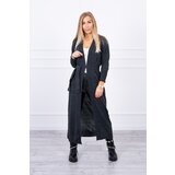 Kesi Long cardigan sweater with a tie at the waist made of graphite Cijene
