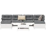 Maison Chic Seti vrtnega pohištva - Vrtna garnitura - Vrtni pohištvo set 7-delna bela trdna borovina, (21804381) | Shoptok.si
