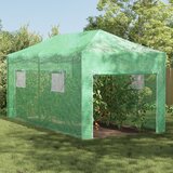 vidaXL Stopniščni rastlinjak z raztegljivim okvirjem Zelen 580x290x315 cm Jeklo | Shoptok.si