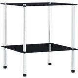 vidaXL Police s 2 razine crne 40 x 40 x 47 cm od kaljenog stakla Cijene