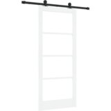 vidaXL Drsna vrata s kompletom strojne opreme "ORKDAL" bela 86x198.5 cm, Notranja vrata s steklom "ORKDAL" bela 86x198.5x4 cm | Shoptok.si